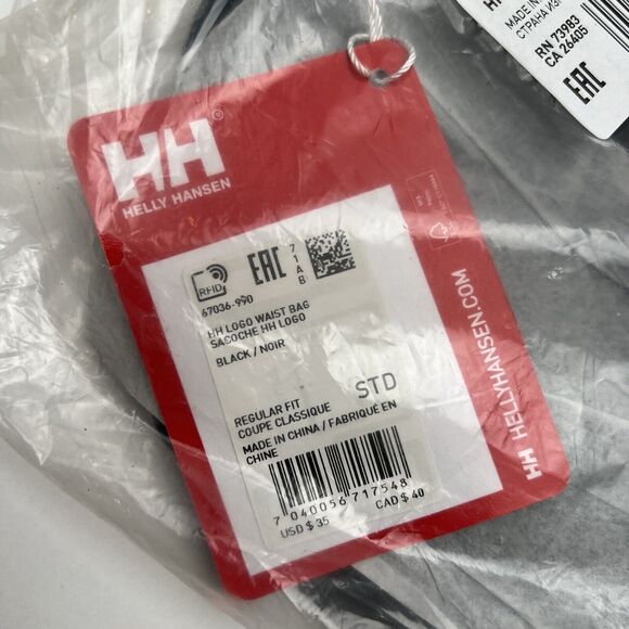 Helly Hansen Unisex HH Logo Waist Bag STD 990 No. 67036 Fanny Pack Black New - Picture 2 of 7